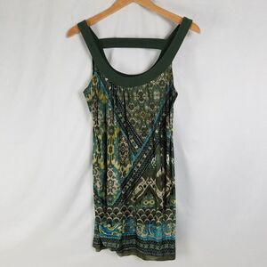 Mon Ami USA Shirt Juniors Large Green Top Sleeveles Wide Strap Scoop Neck Blouse